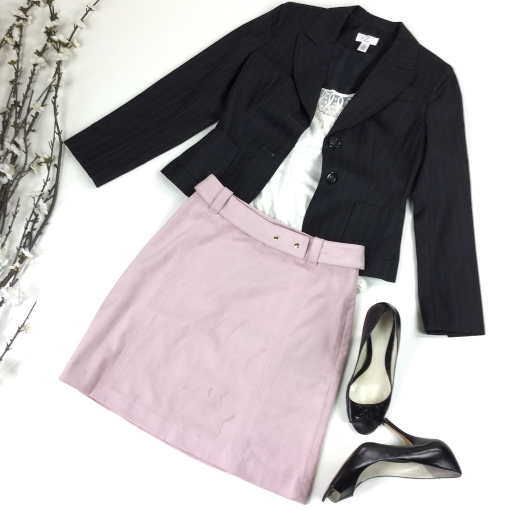 H&M Pale Pink Faux Suede Pencil Skirt